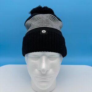 Adidas Men's Pom Pom‎ Cuffed Brim Lined Golf Beanie, OSFM, Black/White Striped